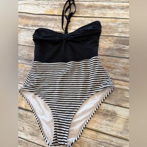 Victoria's Secret Black and White Stripe One-Piece